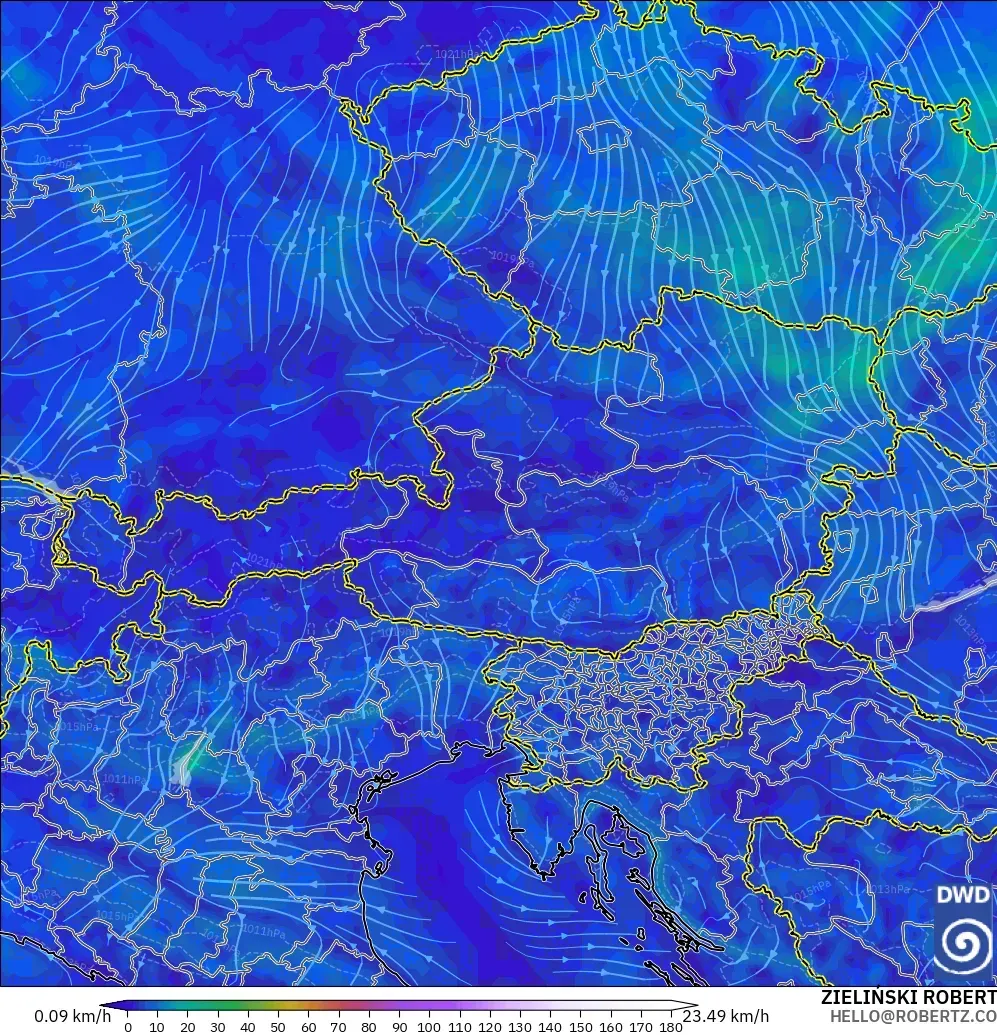 ICON modelo - Austria, Viento a 10 m