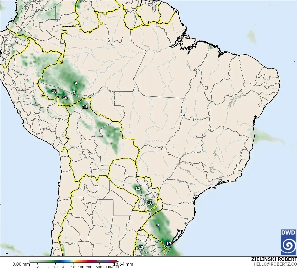 ICON modelo - Brasil, Acumulación de precipitación