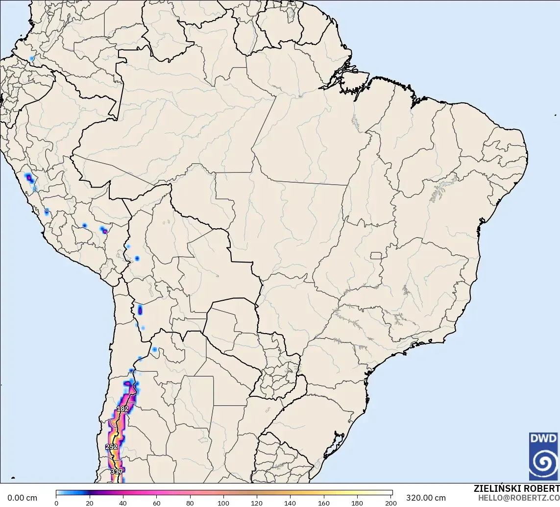 ICON modelo - Brasil, Profundidad de nieve