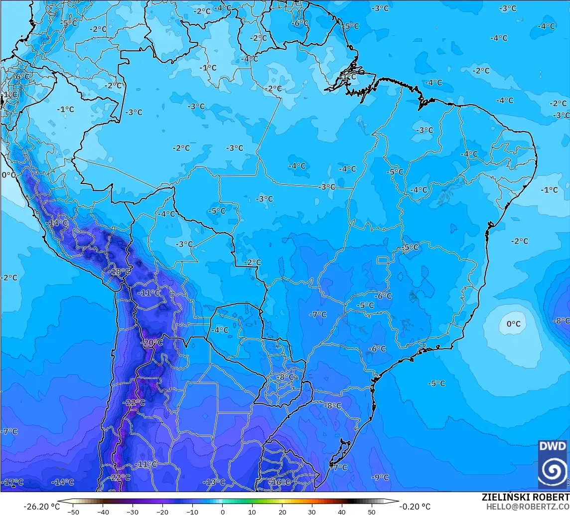 ICON modelo - Brasil, Temperatura a 500 hPa