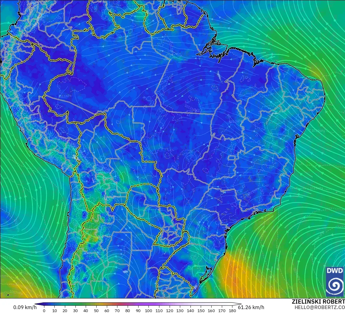 ICON modelo - Brasil, Viento a 10 m