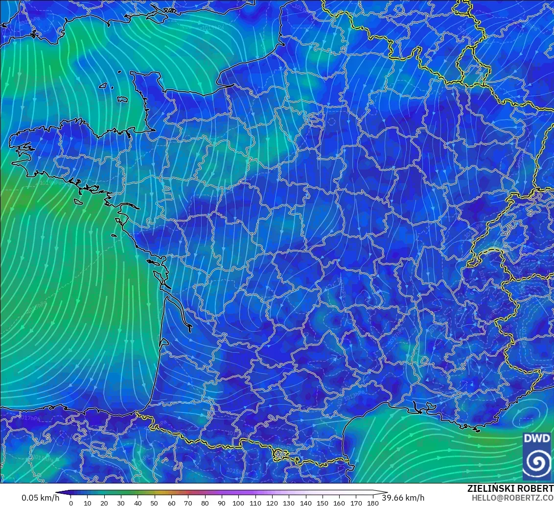 ICON modelo - Francia, Viento a 10 m