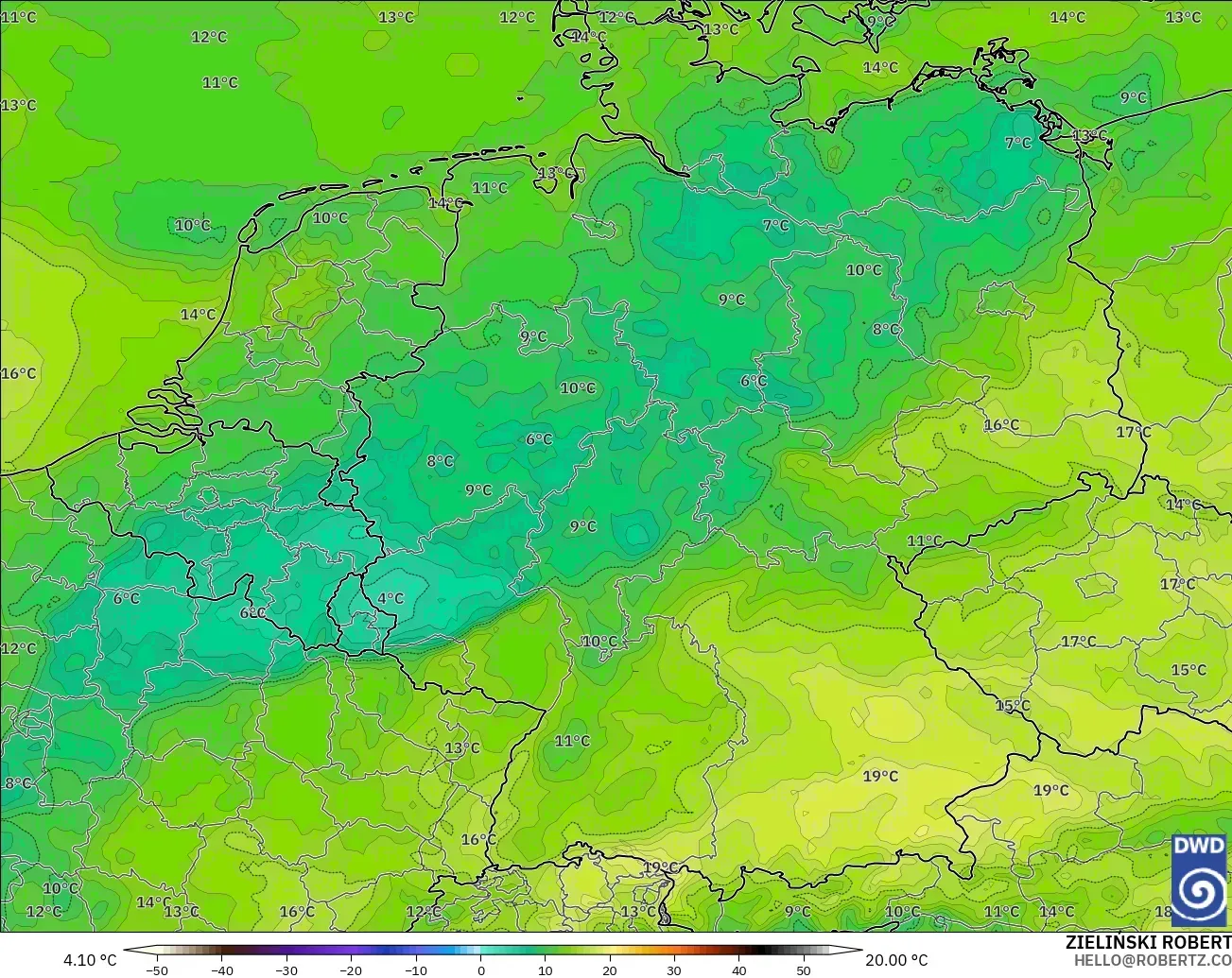 ICON modelo - Alemania, Punto de rocío a 2 m