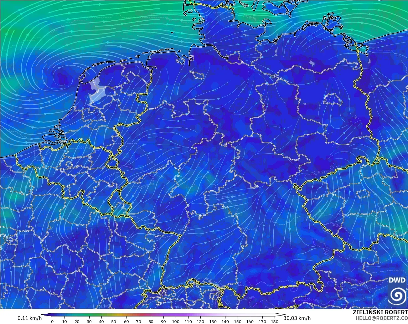ICON modelo - Alemania, Viento a 10 m