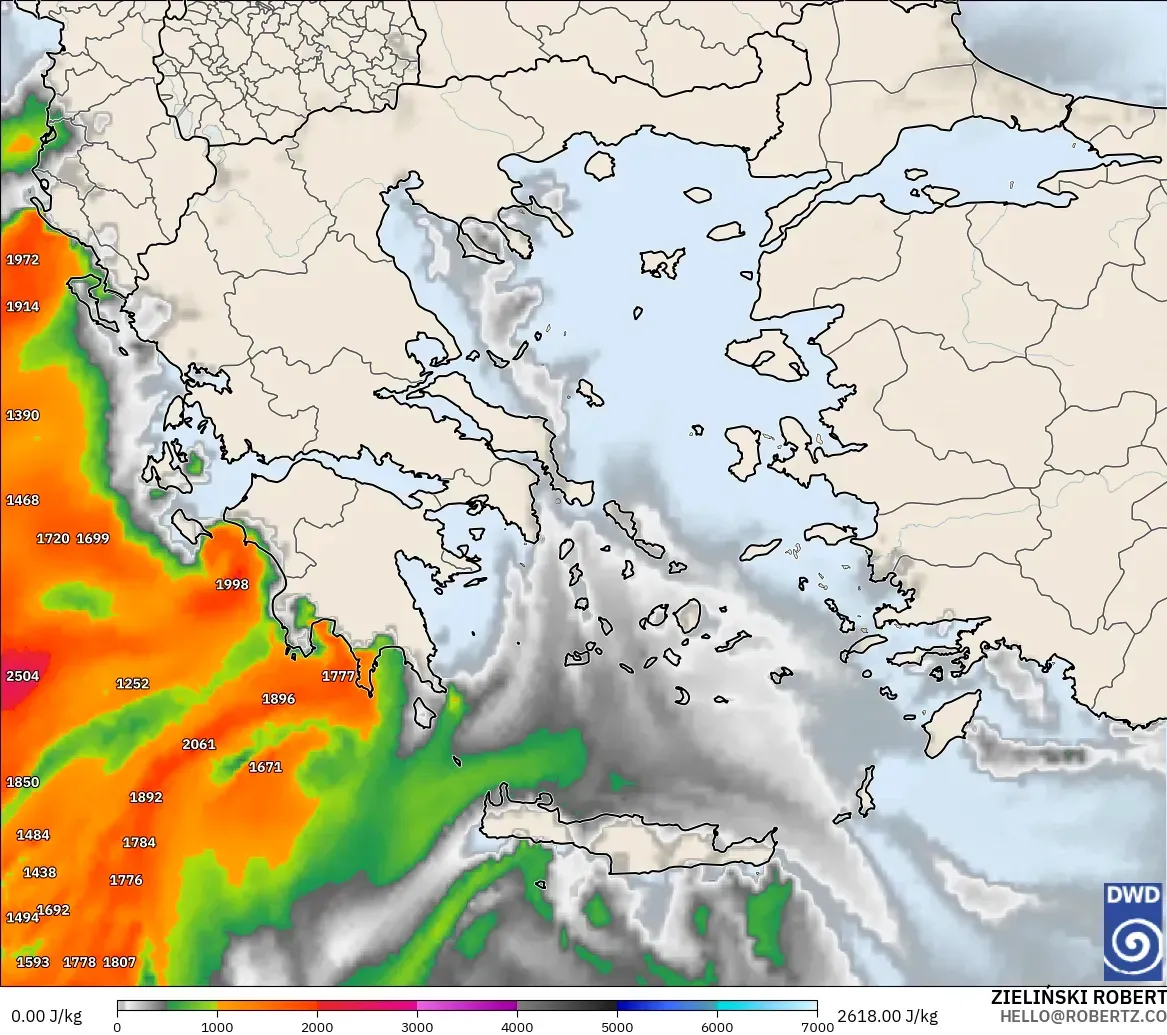 ICON modelo - Grecia, CAPE