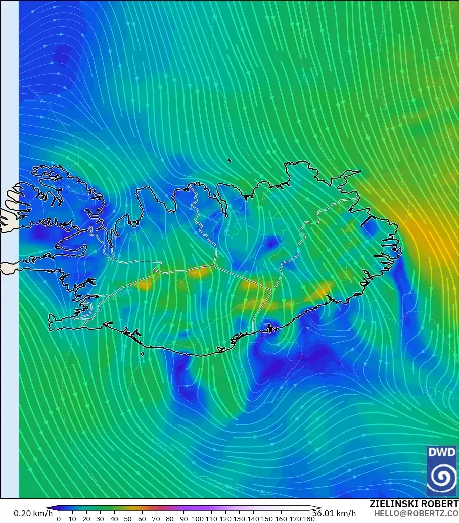 ICON modelo - Islandia, Viento a 10 m