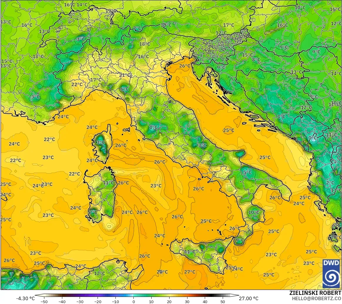 ICON modelo - Italia, Punto de rocío a 2 m