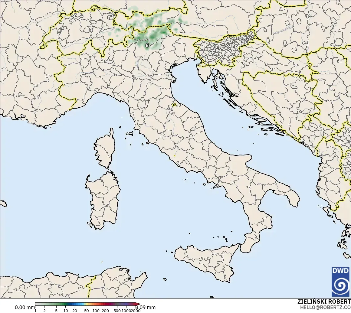 ICON modelo - Italia, Acumulación de precipitación