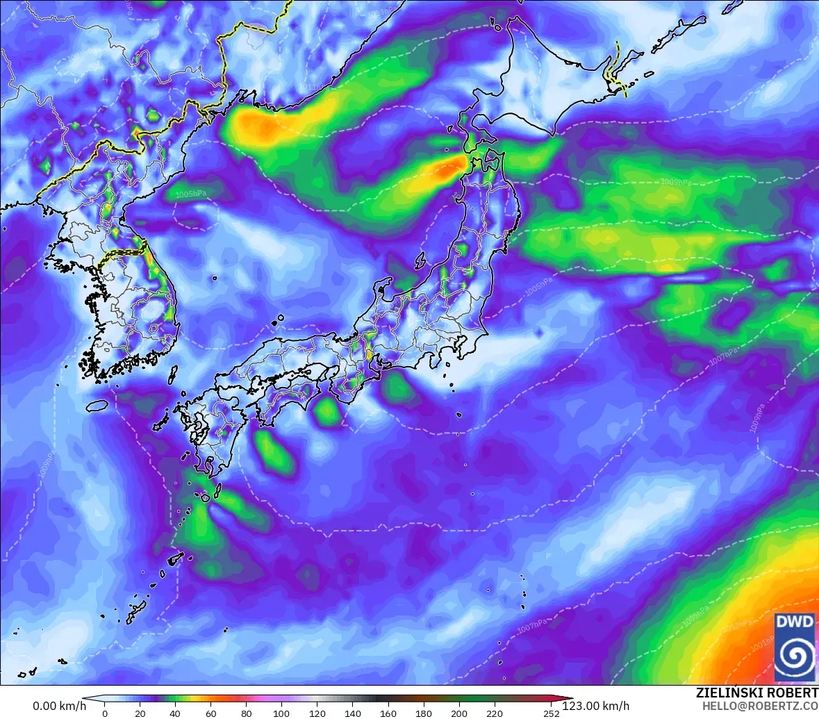 ICON modelo - Japón, Ráfagas de viento
