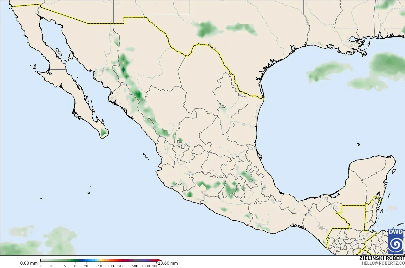 ICON modelo - México, Acumulación de precipitación