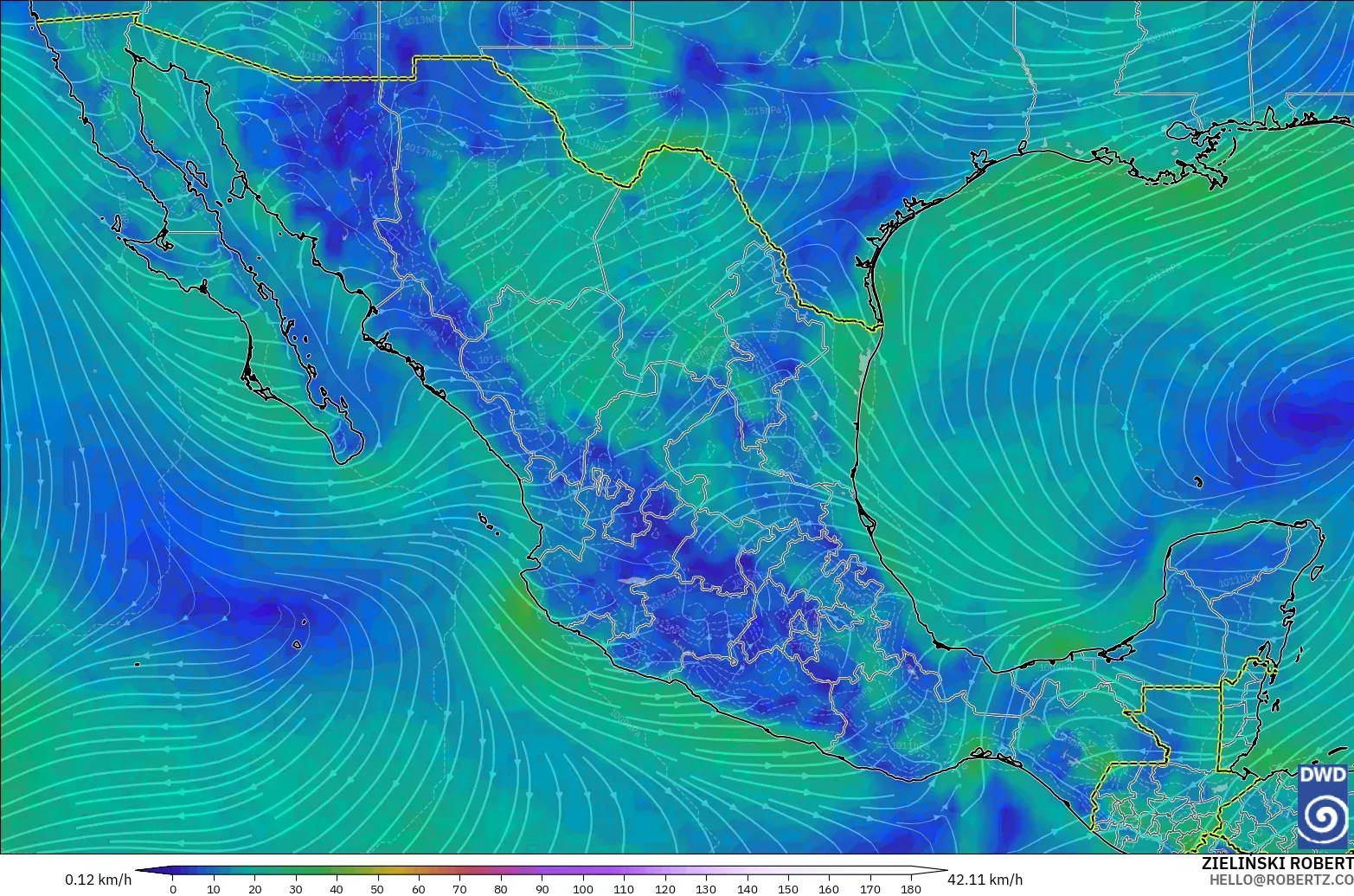 ICON modelo - México, Viento a 10 m
