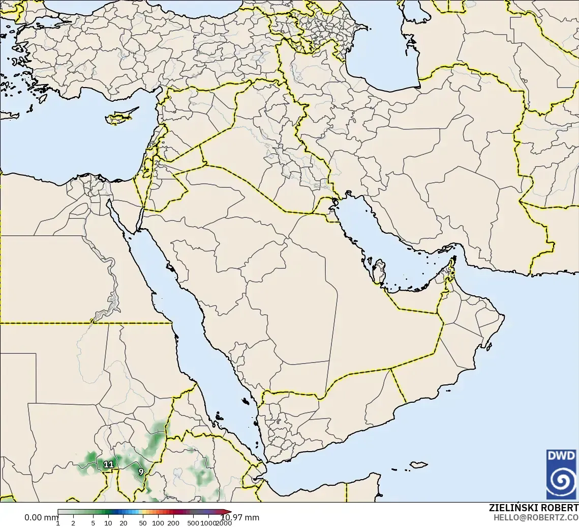 ICON modelo - Oriente Medio, Acumulación de precipitación