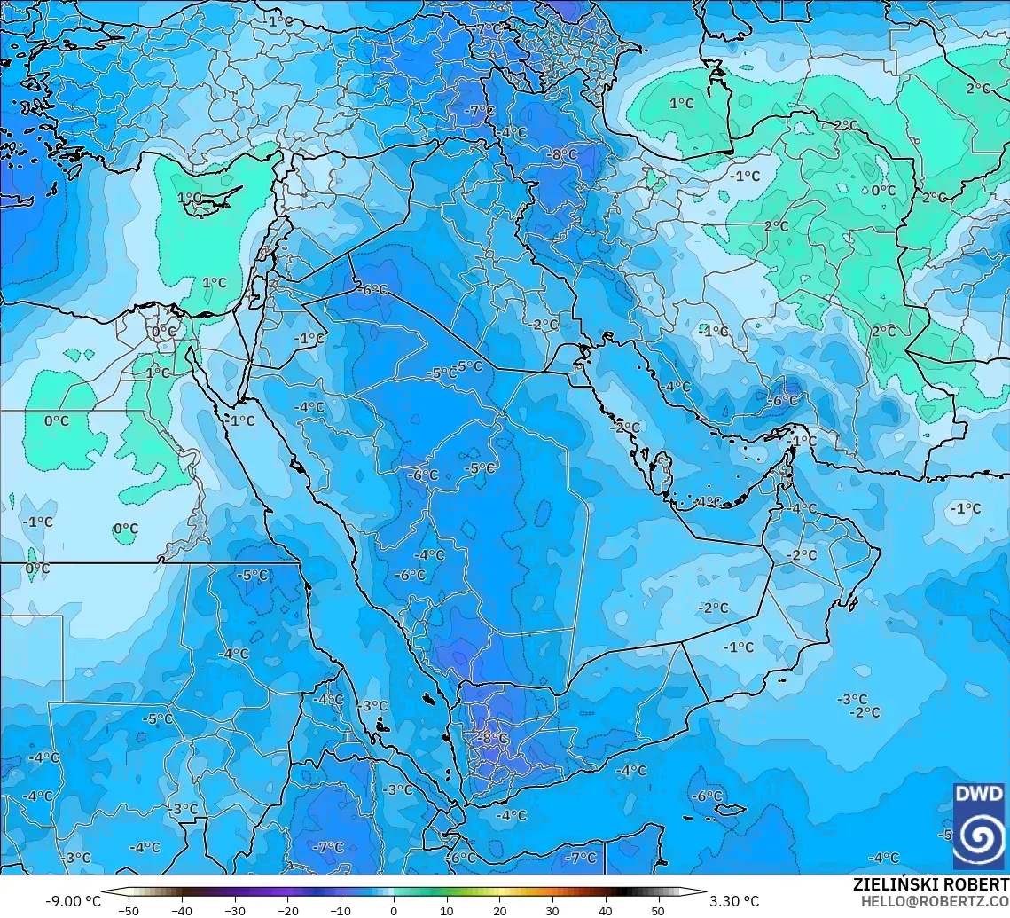 ICON modelo - Oriente Medio, Temperatura a 500 hPa