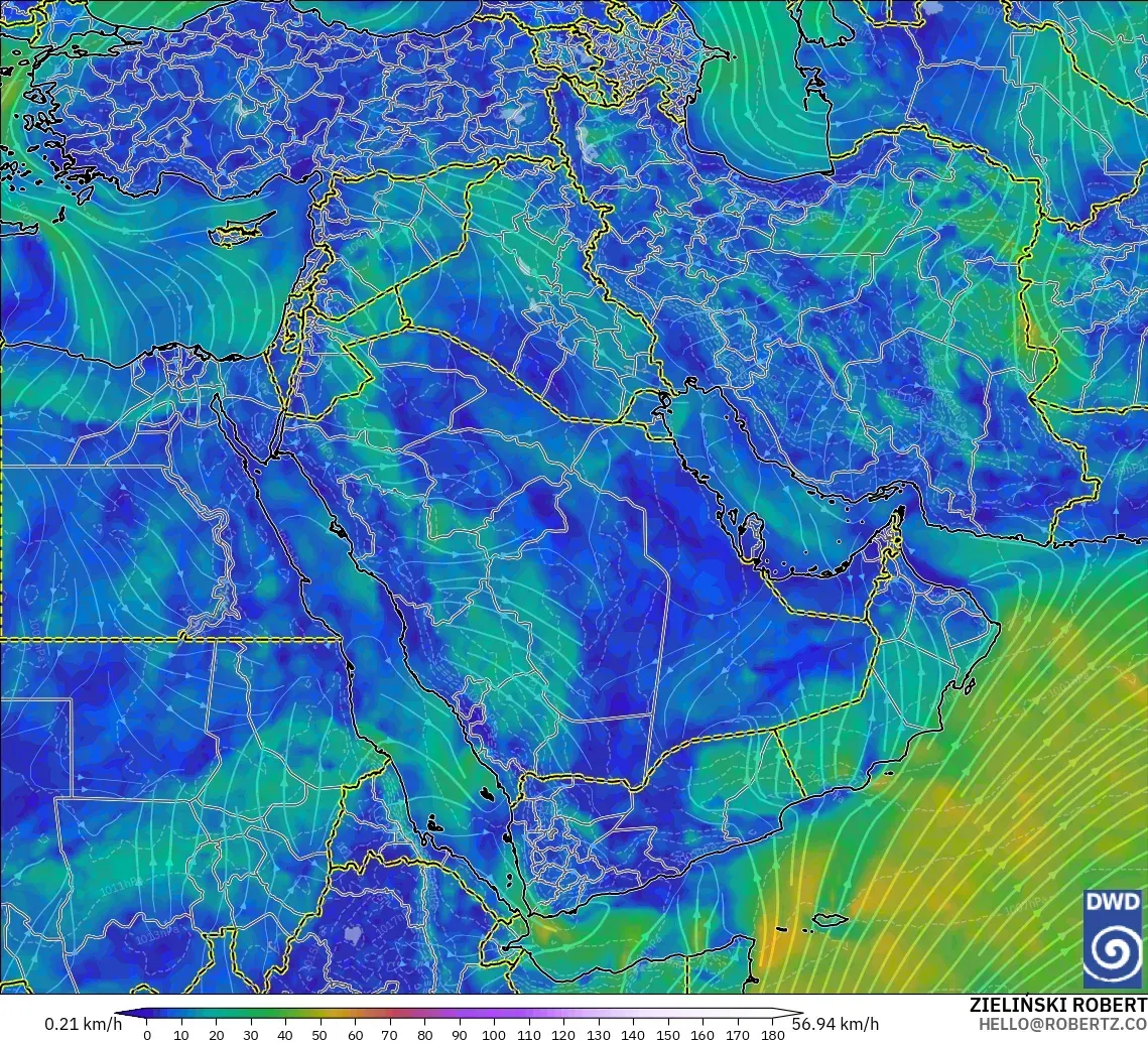 ICON modelo - Oriente Medio, Viento a 10 m