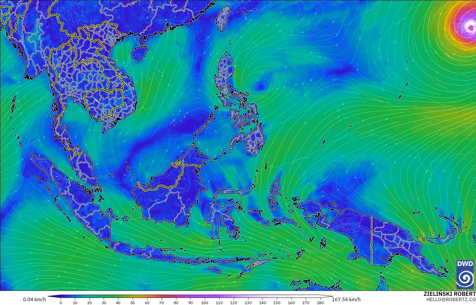 ICON modelo - Sudeste Asiático, Viento a 10 m