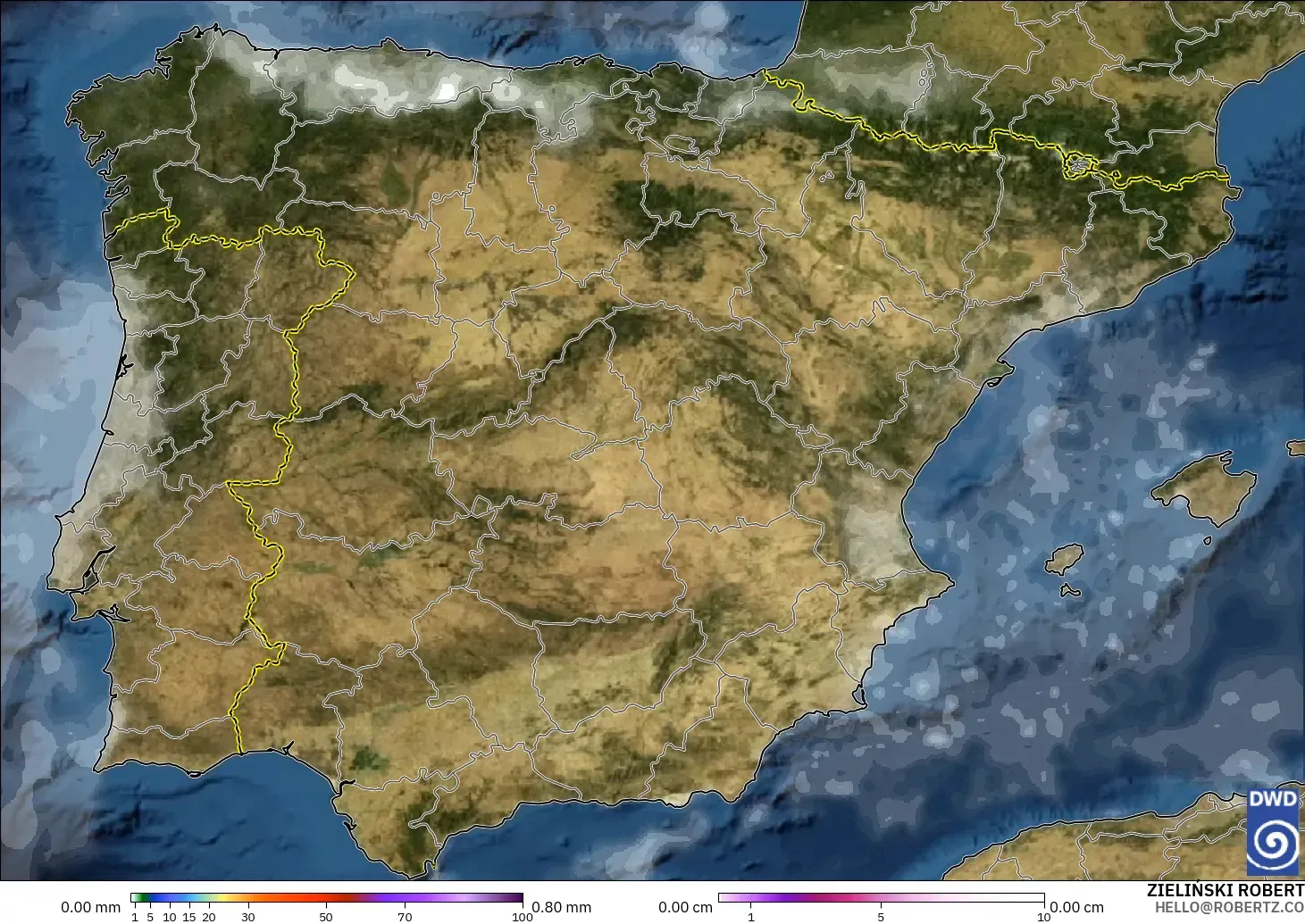 ICON modelo - España, Precipitación, nubes y presión