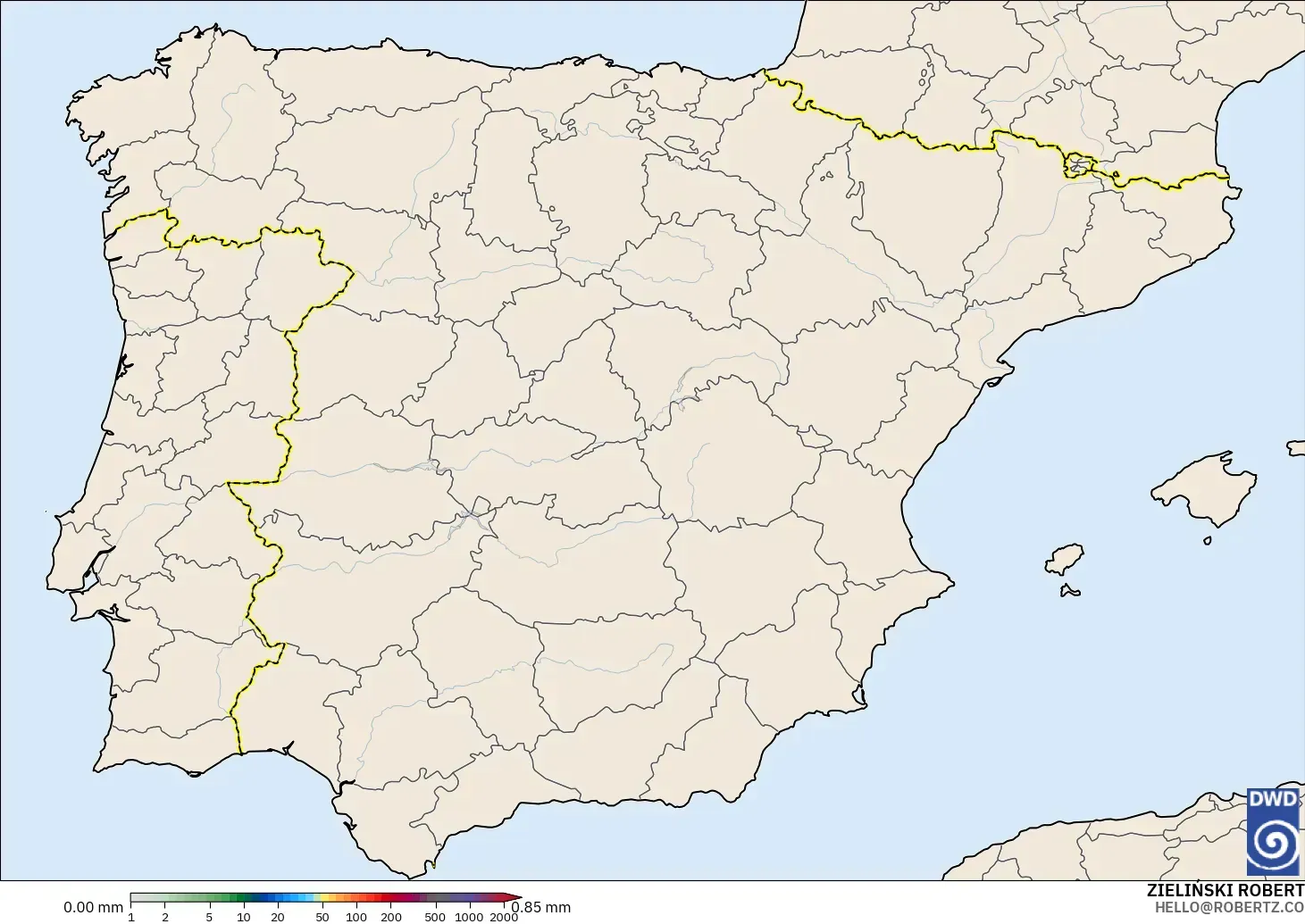 ICON modelo - España, Acumulación de precipitación
