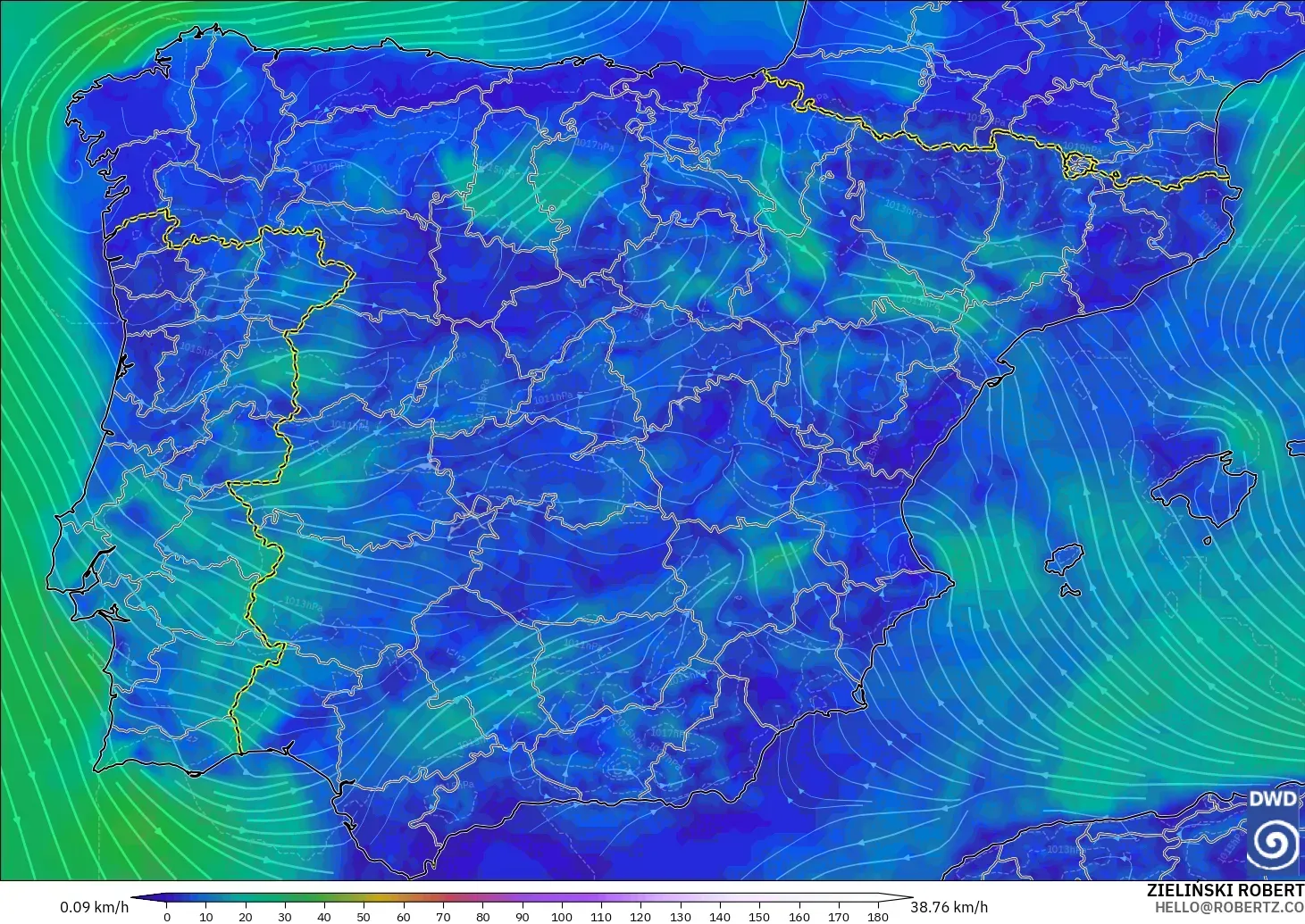 ICON modelo - España, Viento a 10 m