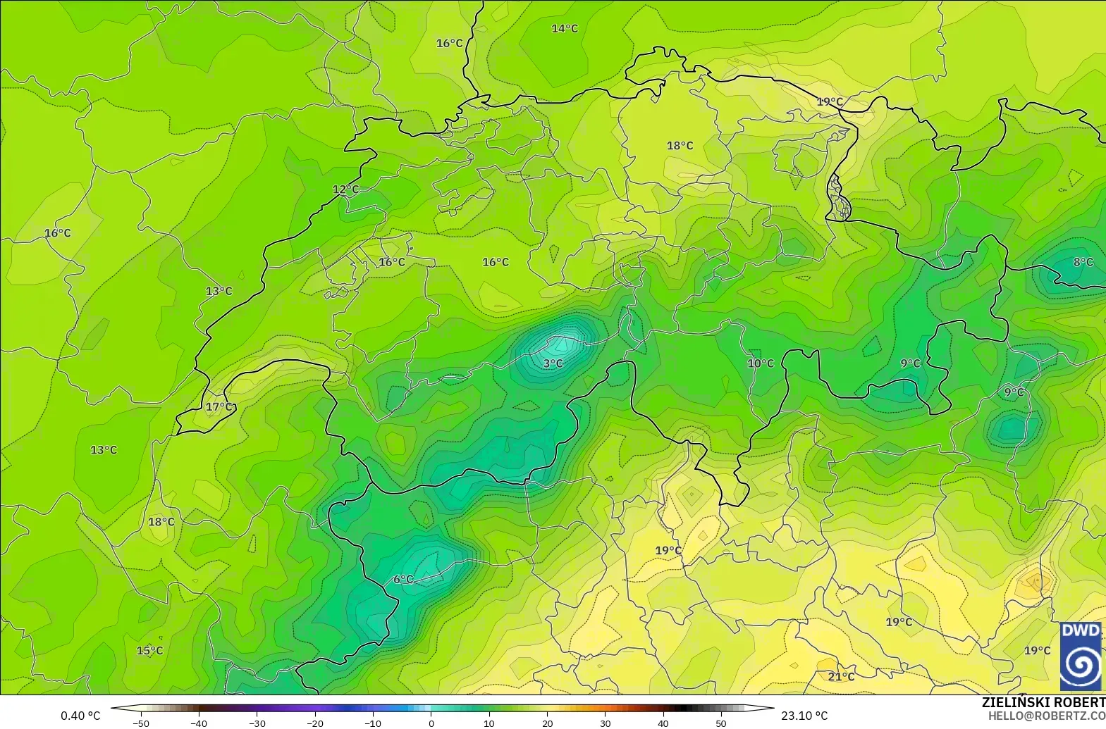 ICON modelo - Suiza, Punto de rocío a 2 m