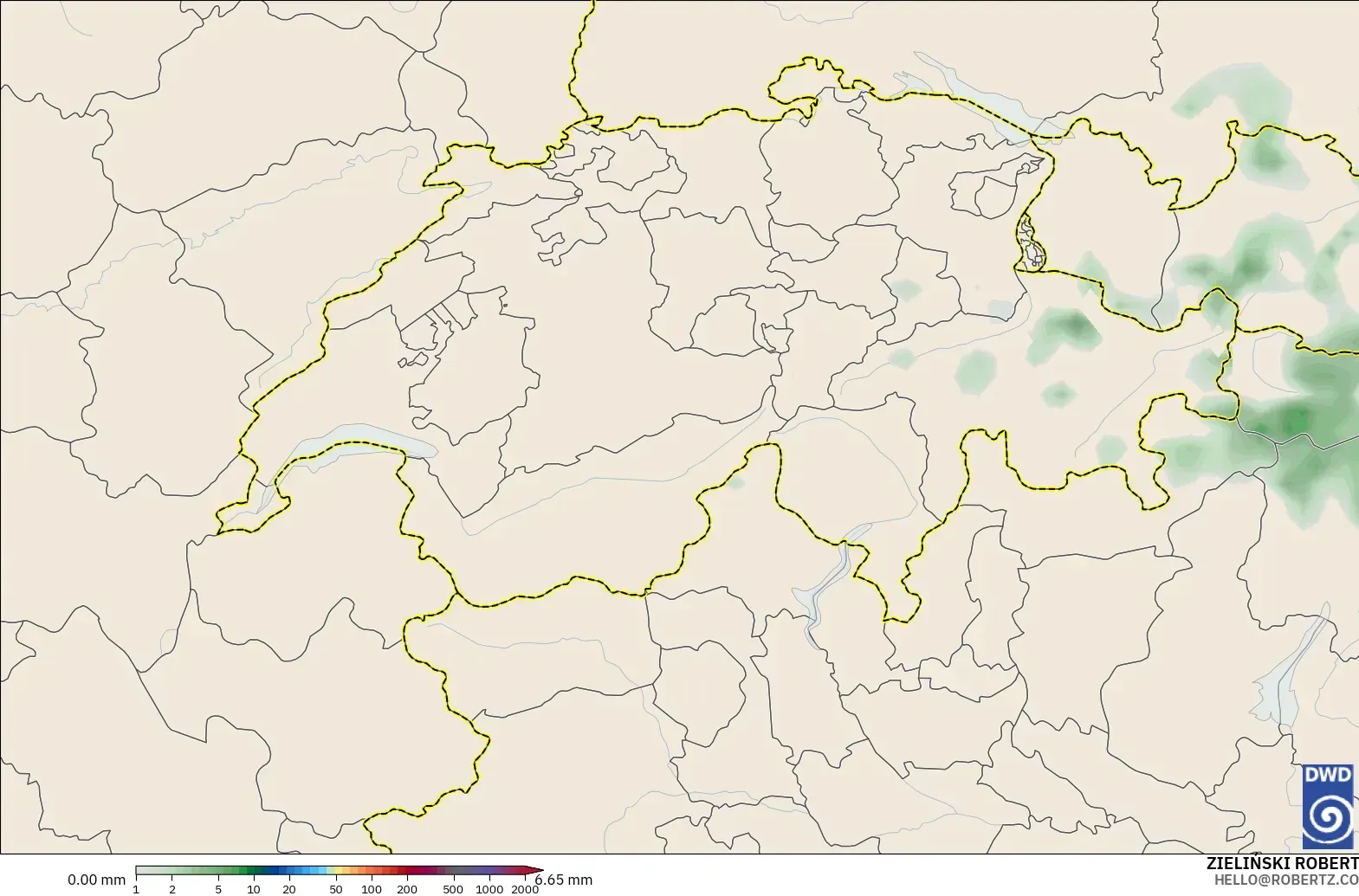 ICON modelo - Suiza, Acumulación de precipitación