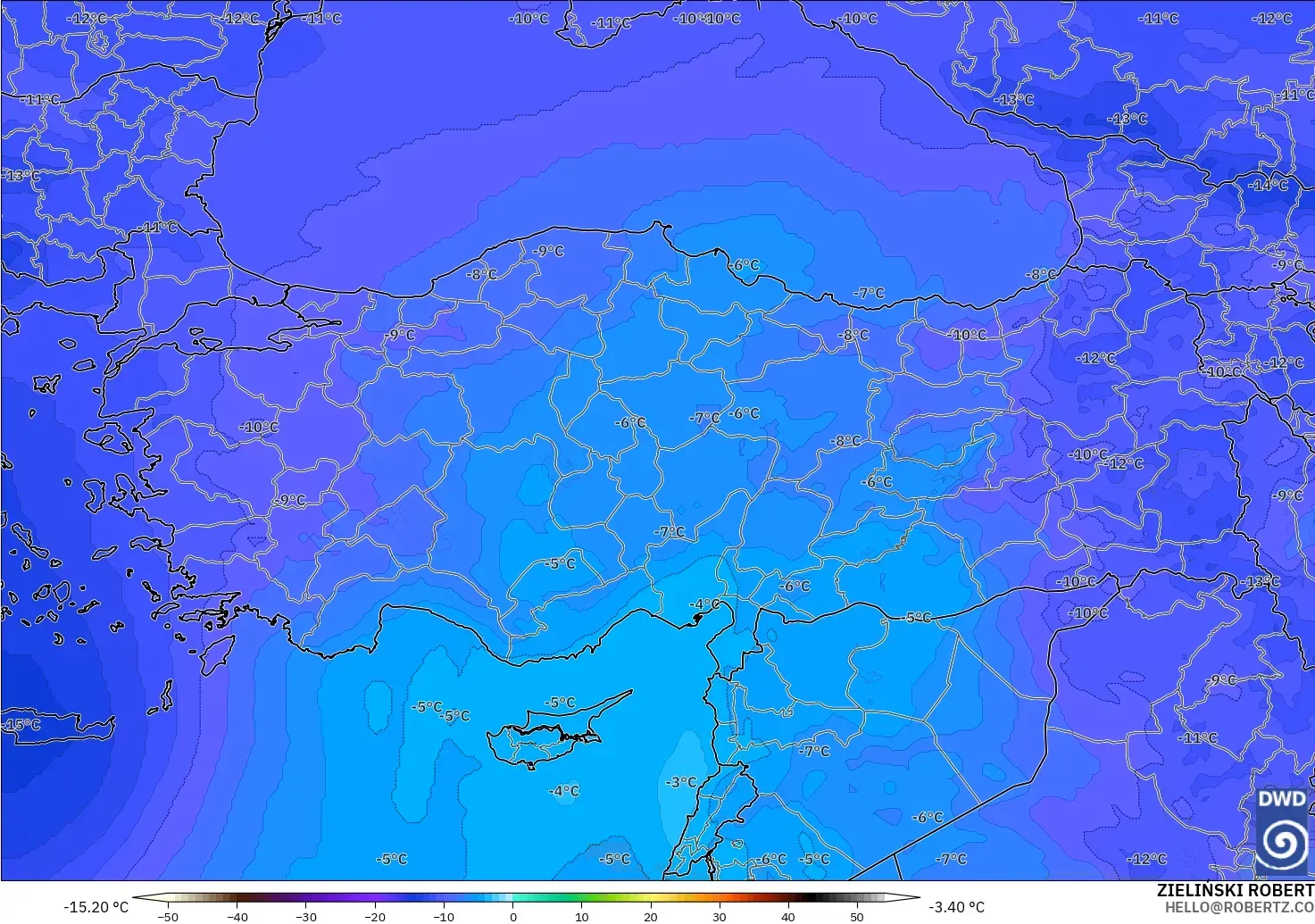ICON modelo - Turquía, Temperatura a 500 hPa