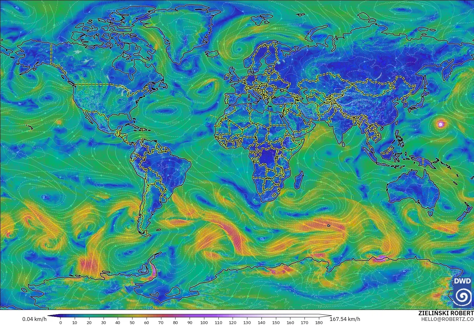 ICON modelo - Mundo, Viento a 10 m