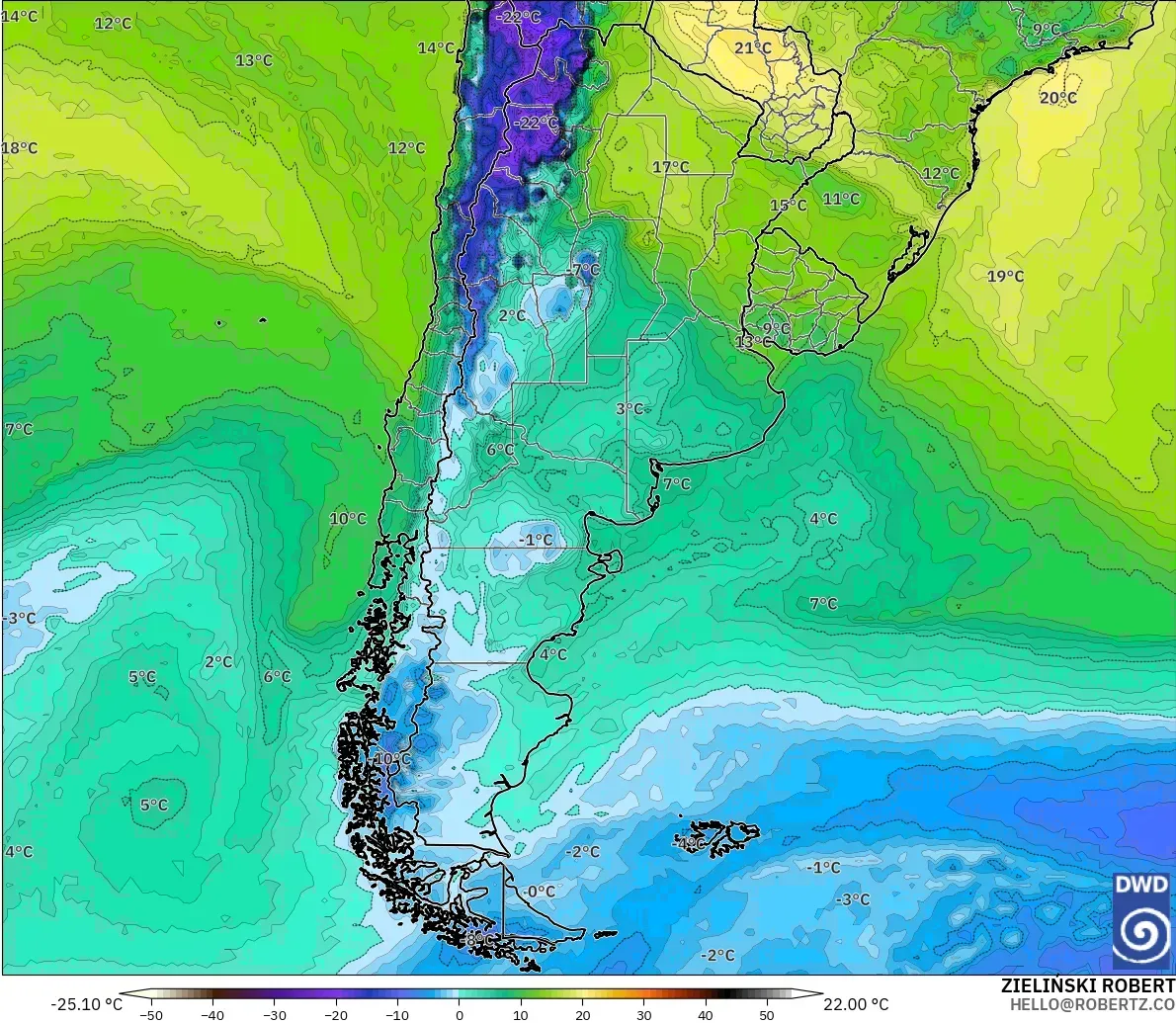 ICON modelo - Argentina, Punto de rocío a 2 m
