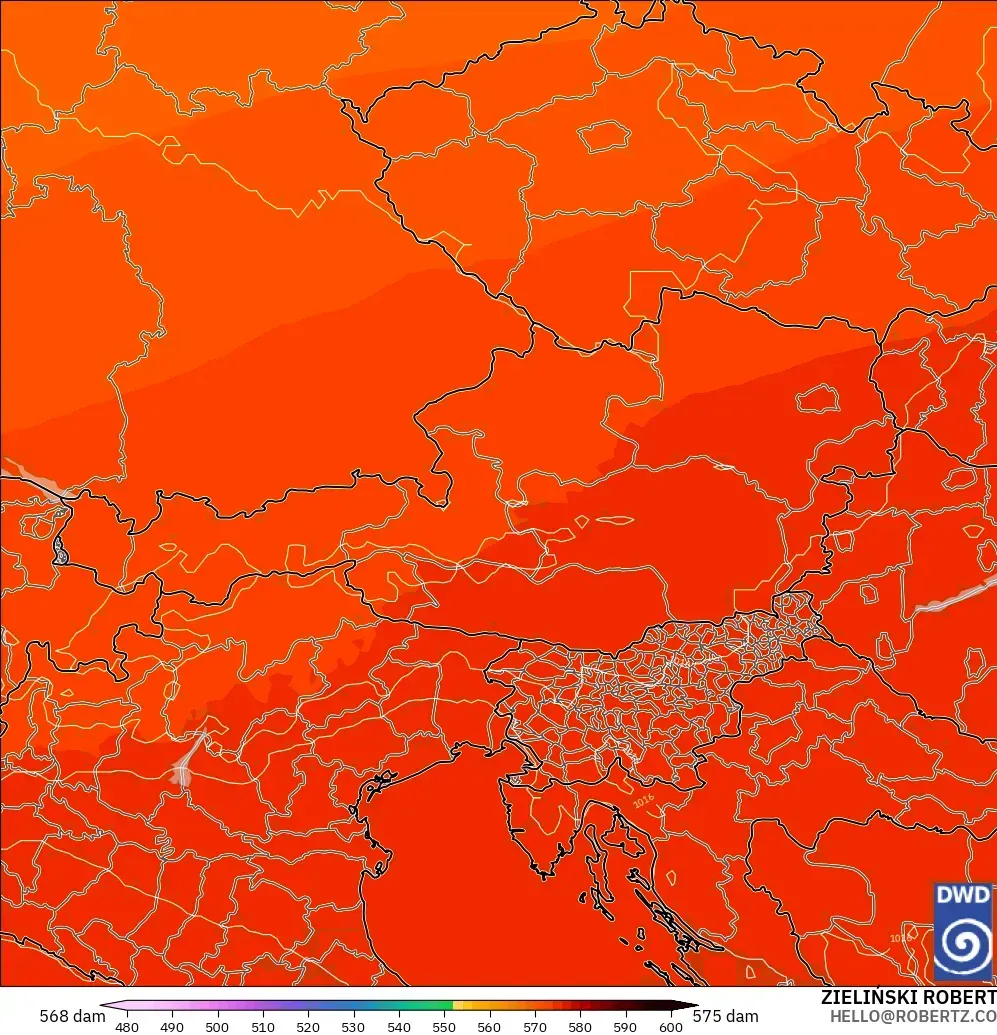 ICON modelo - Austria, Altura geopotencial a 500 hPa