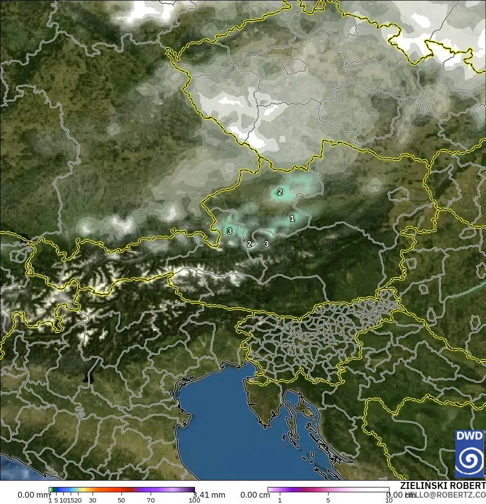 ICON modelo - Austria, Precipitación, nubes y presión