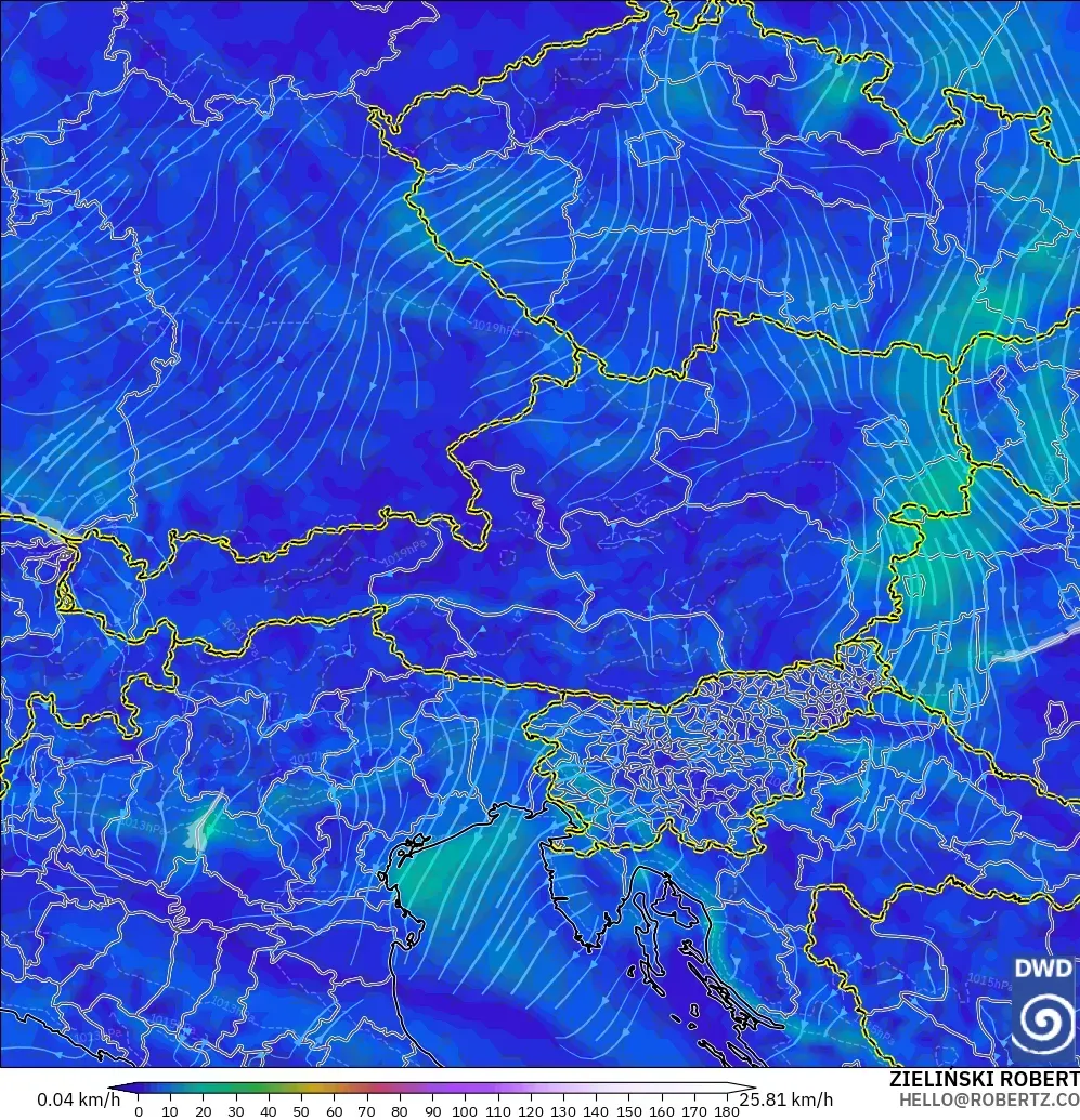 ICON modelo - Austria, Viento a 10 m