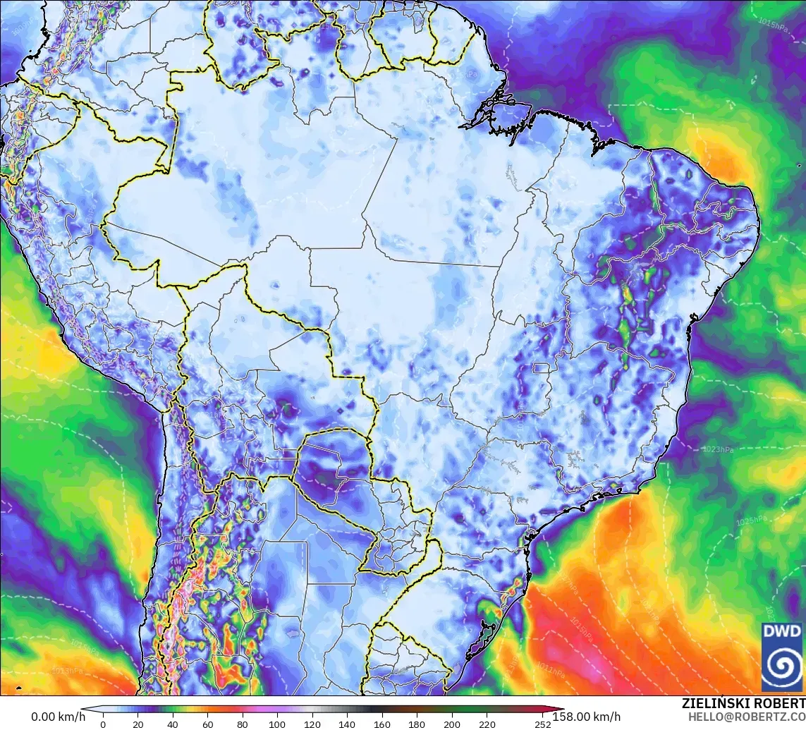 ICON modelo - Brasil, Ráfagas de Viento Máximas