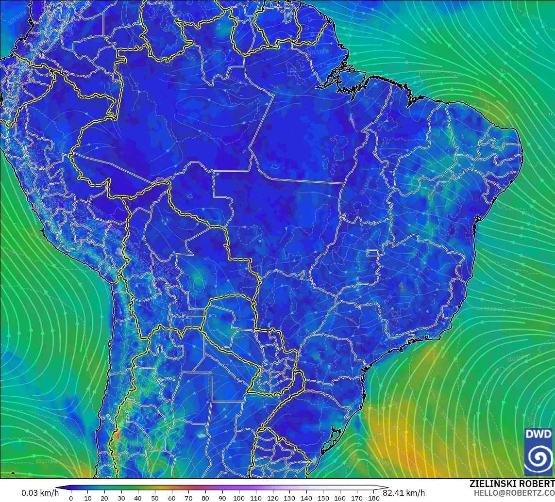 ICON modelo - Brasil, Viento a 10 m