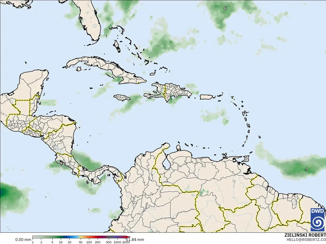 ICON modelo - Caribe, Acumulación de precipitación