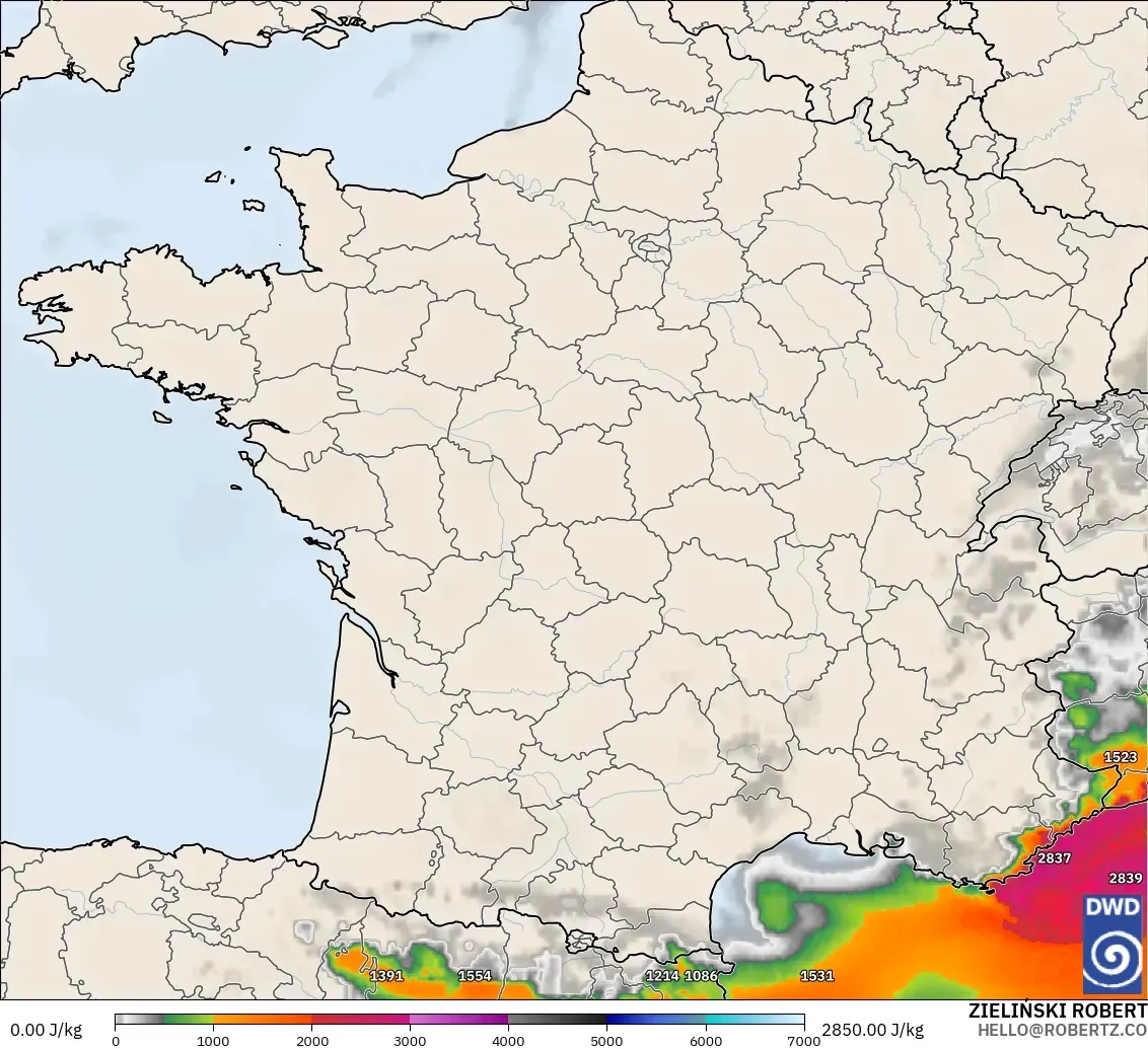ICON modelo - Francia, CAPE