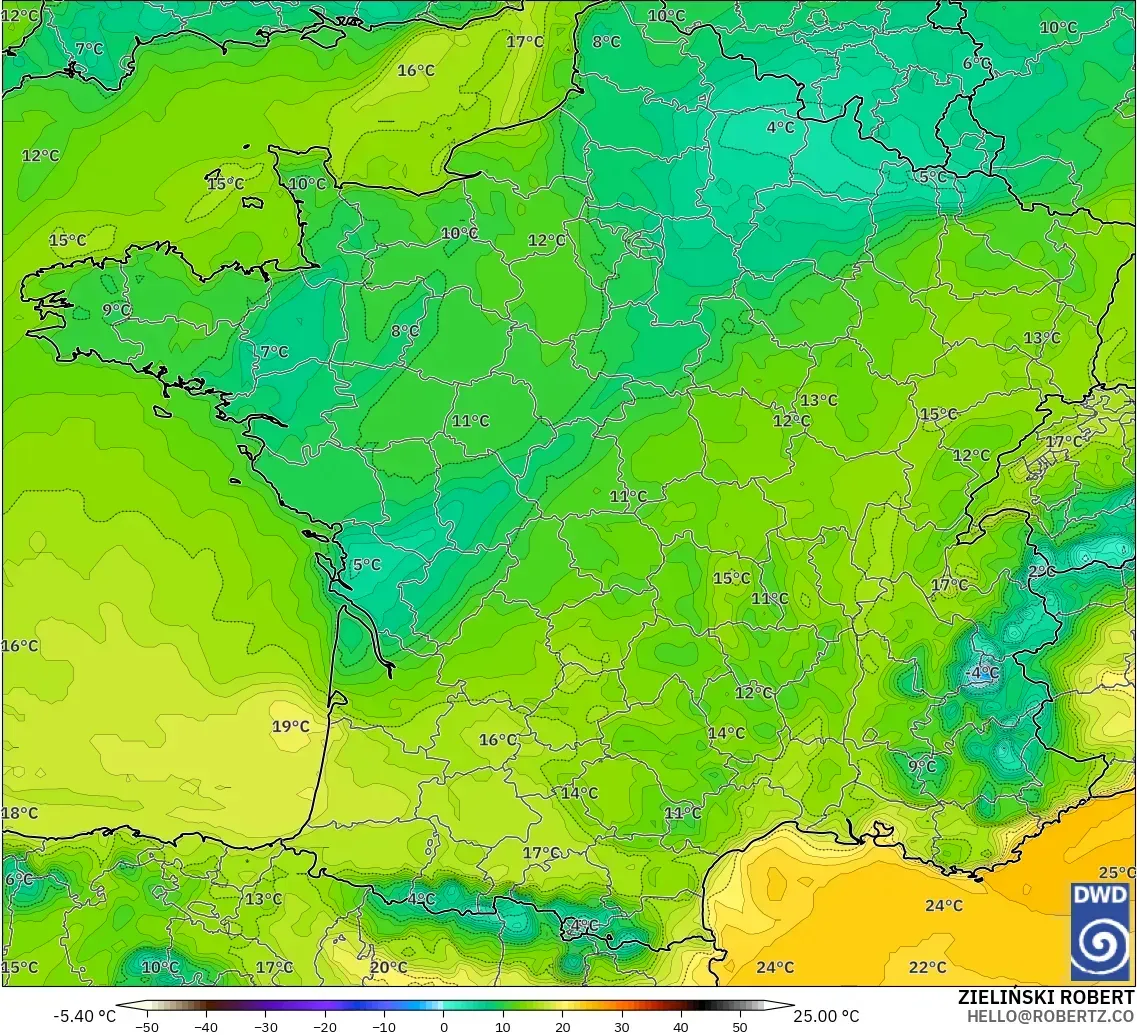ICON modelo - Francia, Punto de rocío a 2 m