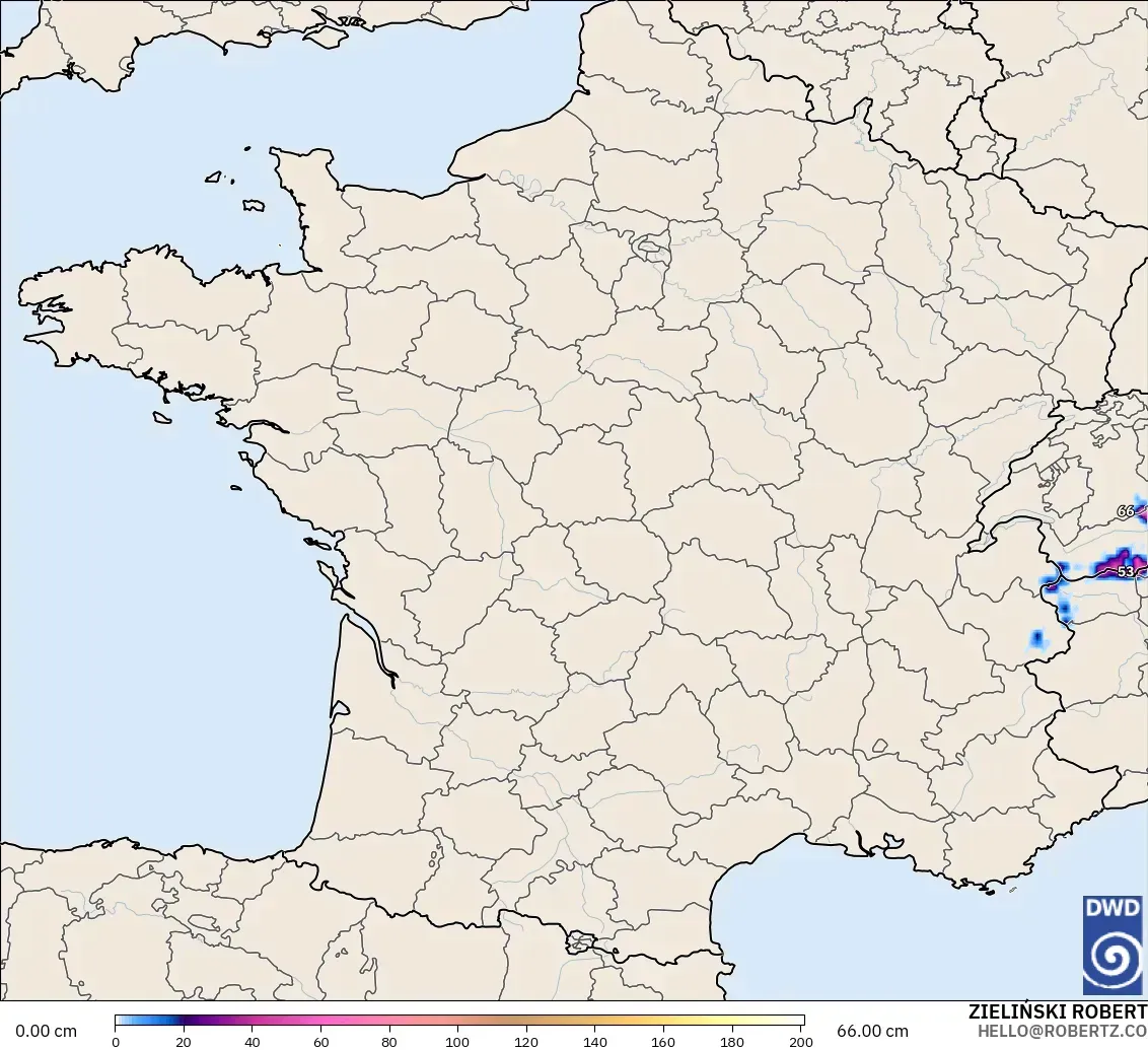 ICON modelo - Francia, Profundidad de nieve