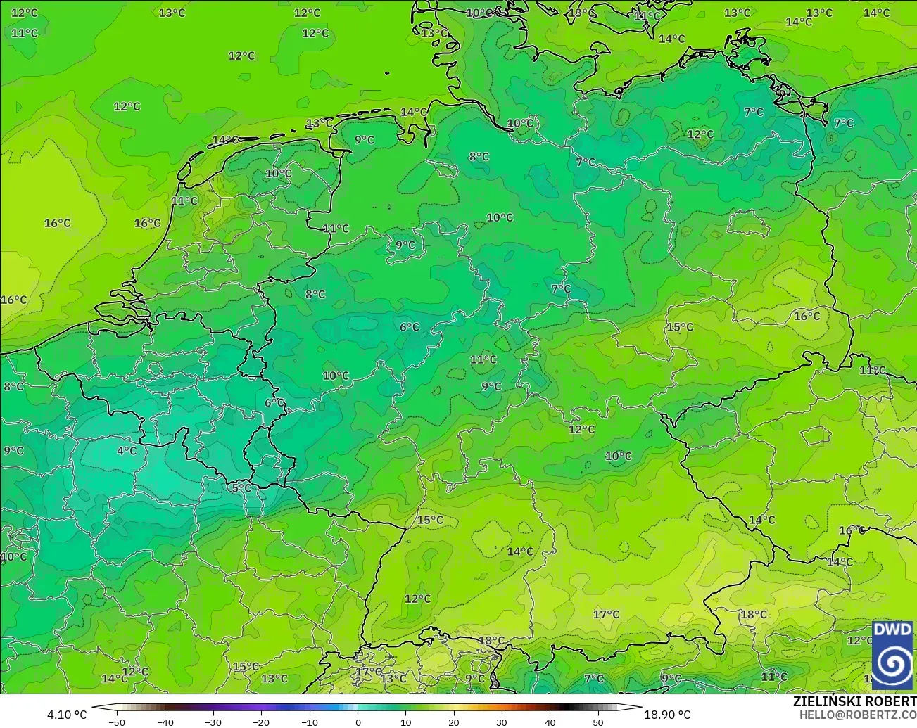 ICON modelo - Alemania, Punto de rocío a 2 m