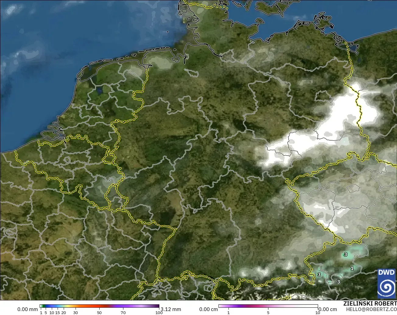ICON modelo - Alemania, Precipitación, nubes y presión