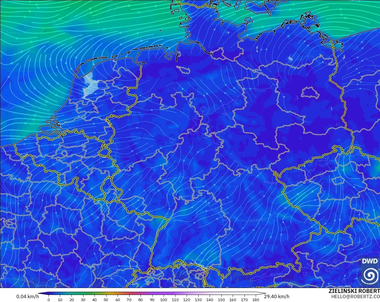 ICON modelo - Alemania, Viento a 10 m