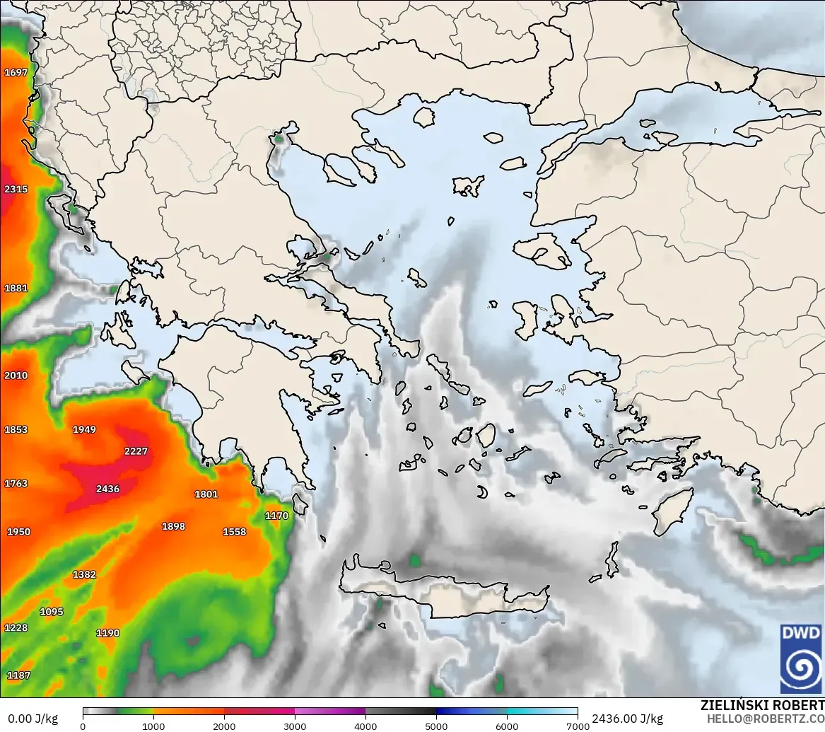 ICON modelo - Grecia, CAPE
