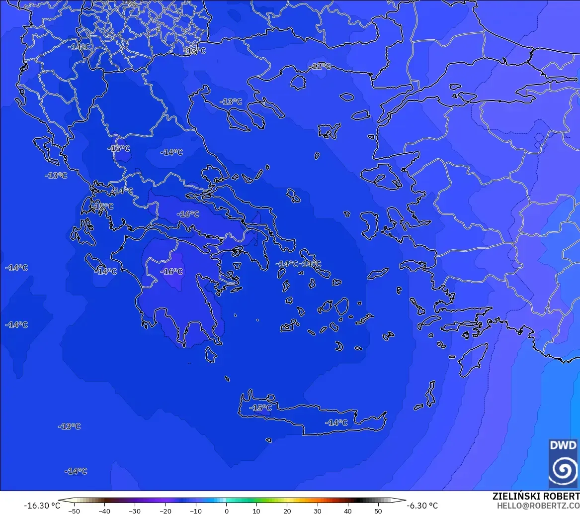 ICON modelo - Grecia, Temperatura a 500 hPa
