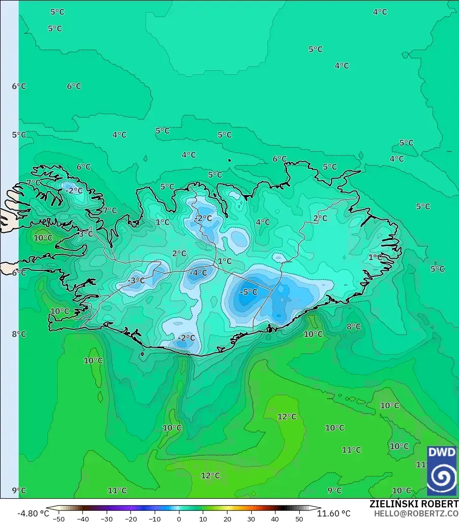 ICON modelo - Islandia, Punto de rocío a 2 m