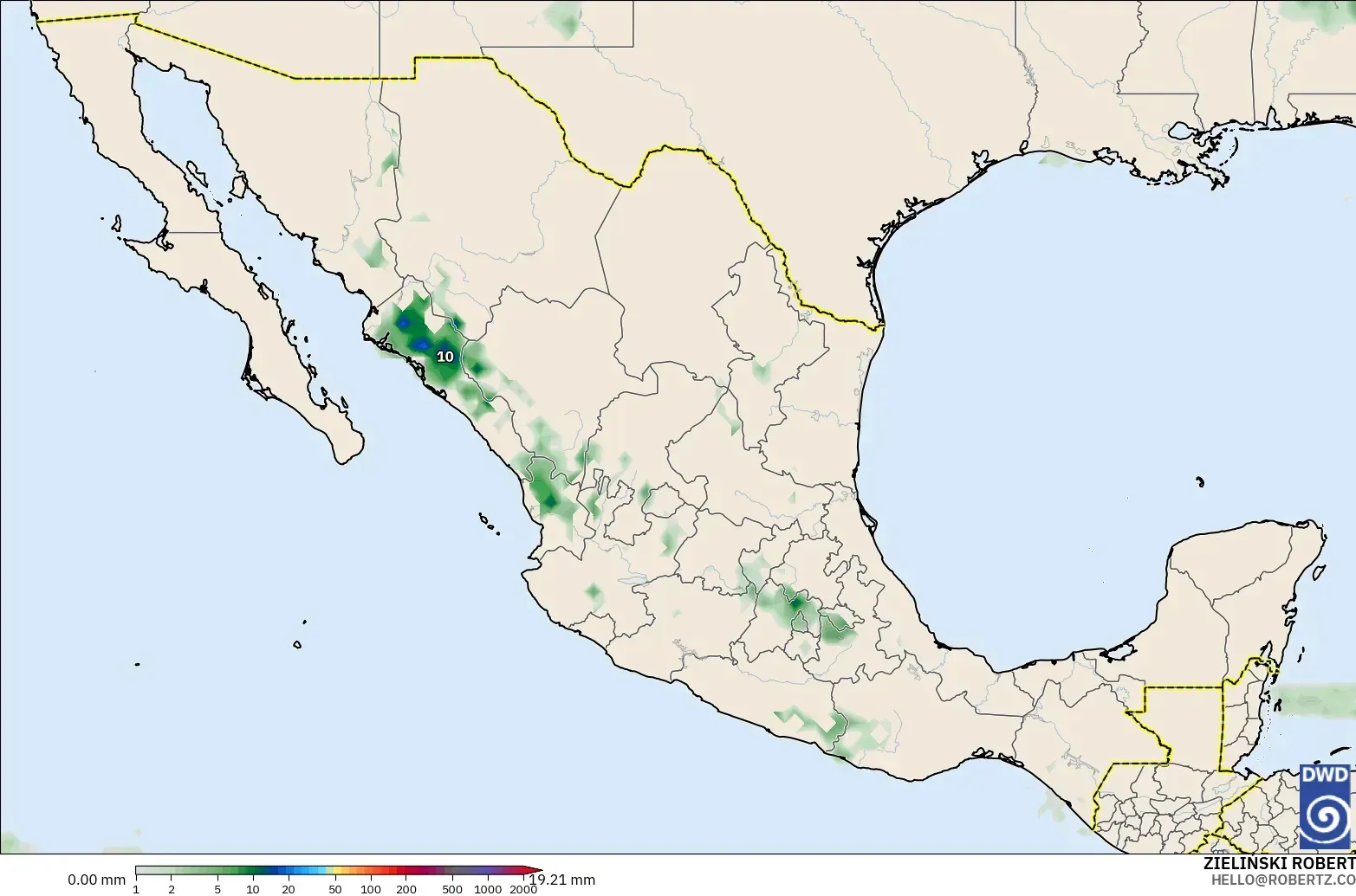 ICON modelo - México, Acumulación de precipitación