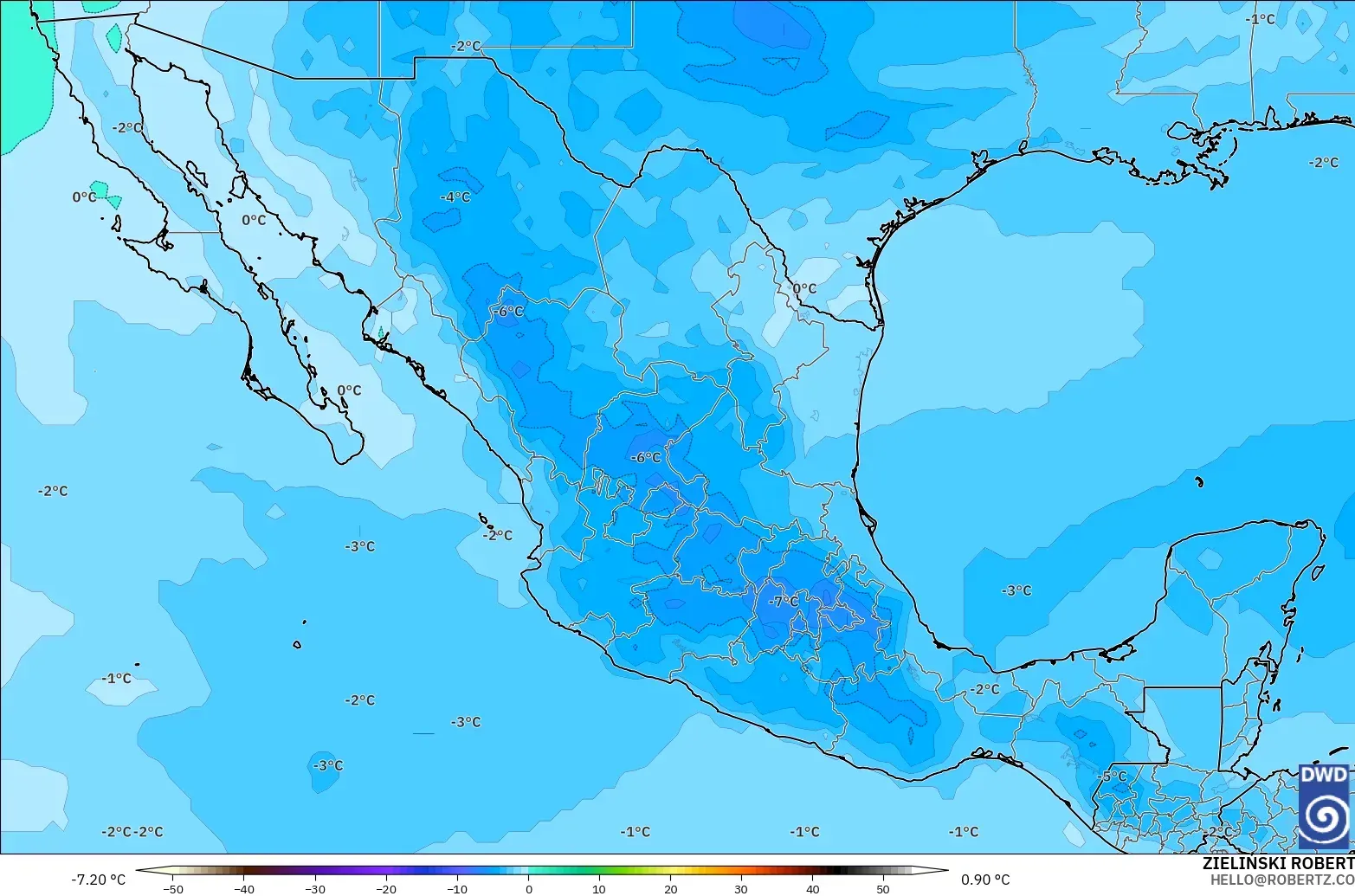 ICON modelo - México, Temperatura a 500 hPa