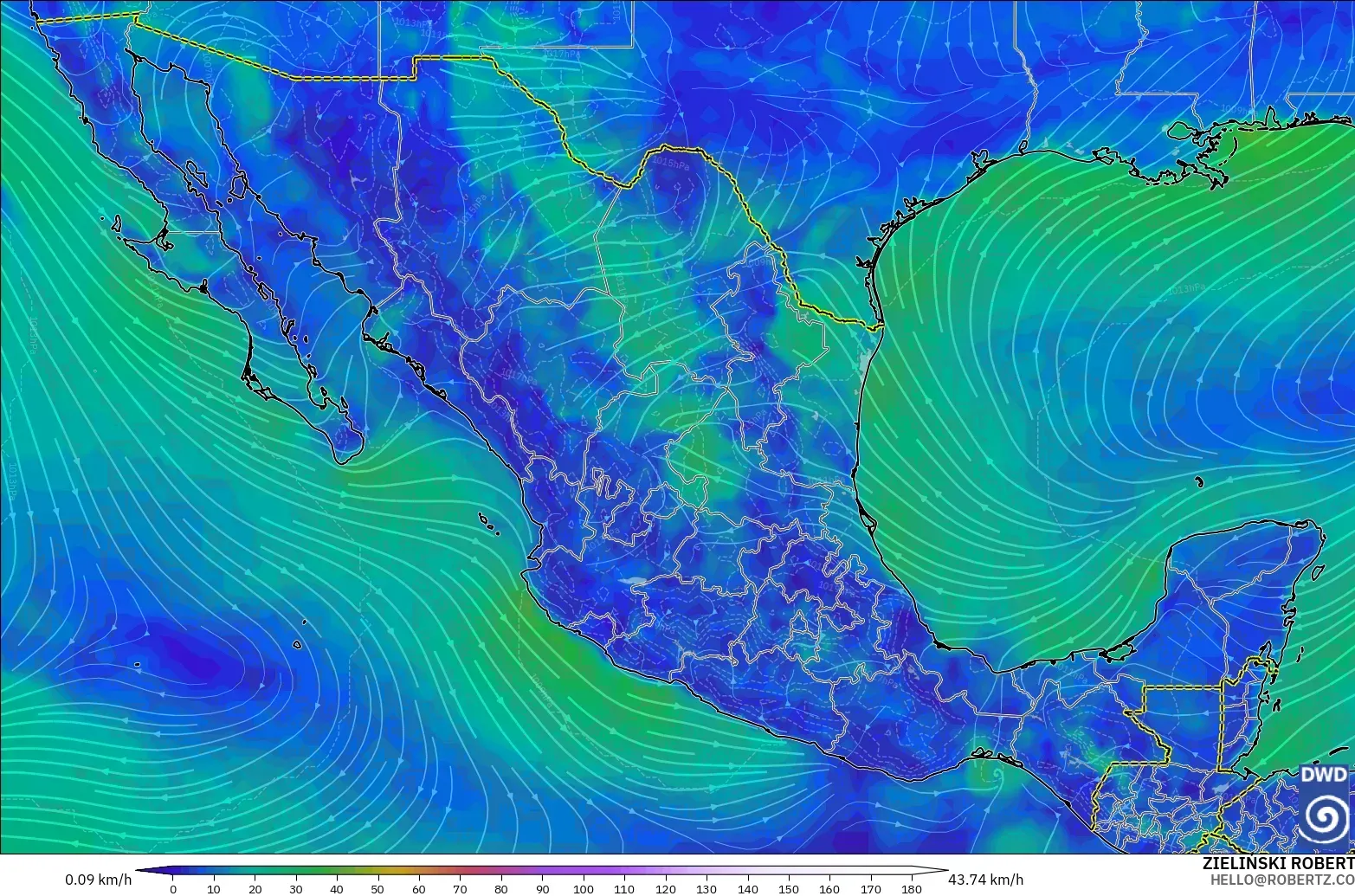 ICON modelo - México, Viento a 10 m