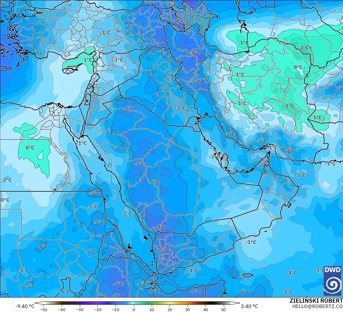 ICON modelo - Oriente Medio, Temperatura a 500 hPa