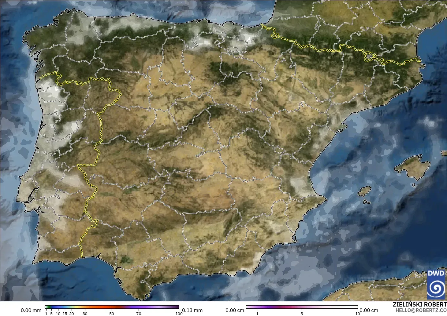 ICON modelo - España, Precipitación, nubes y presión