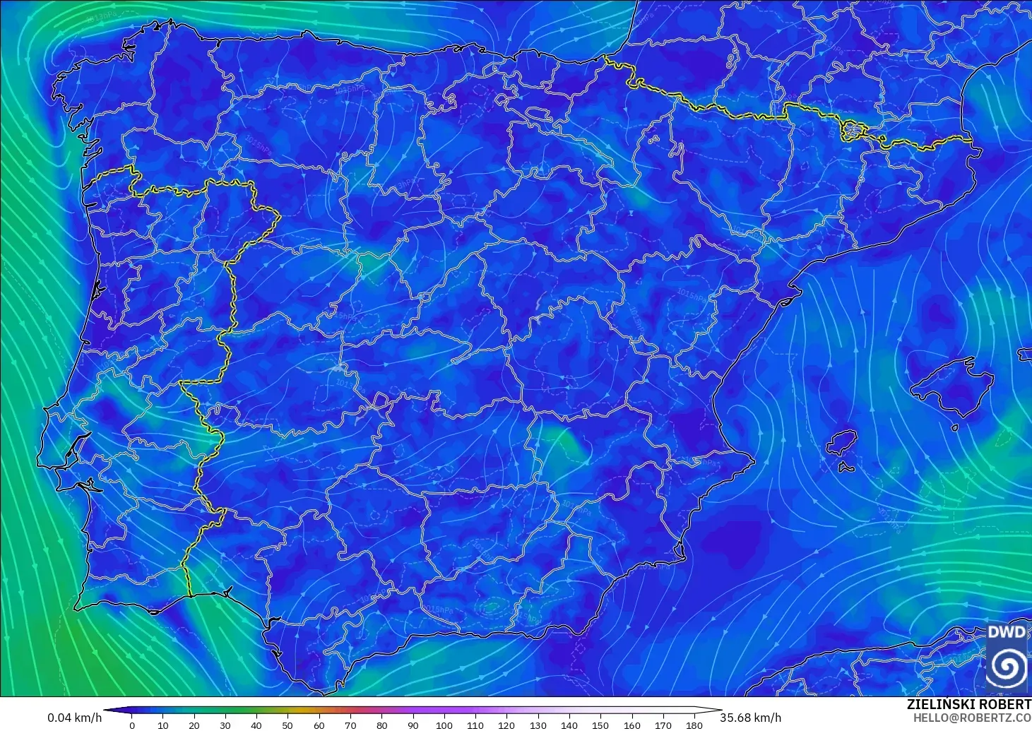 ICON modelo - España, Viento a 10 m