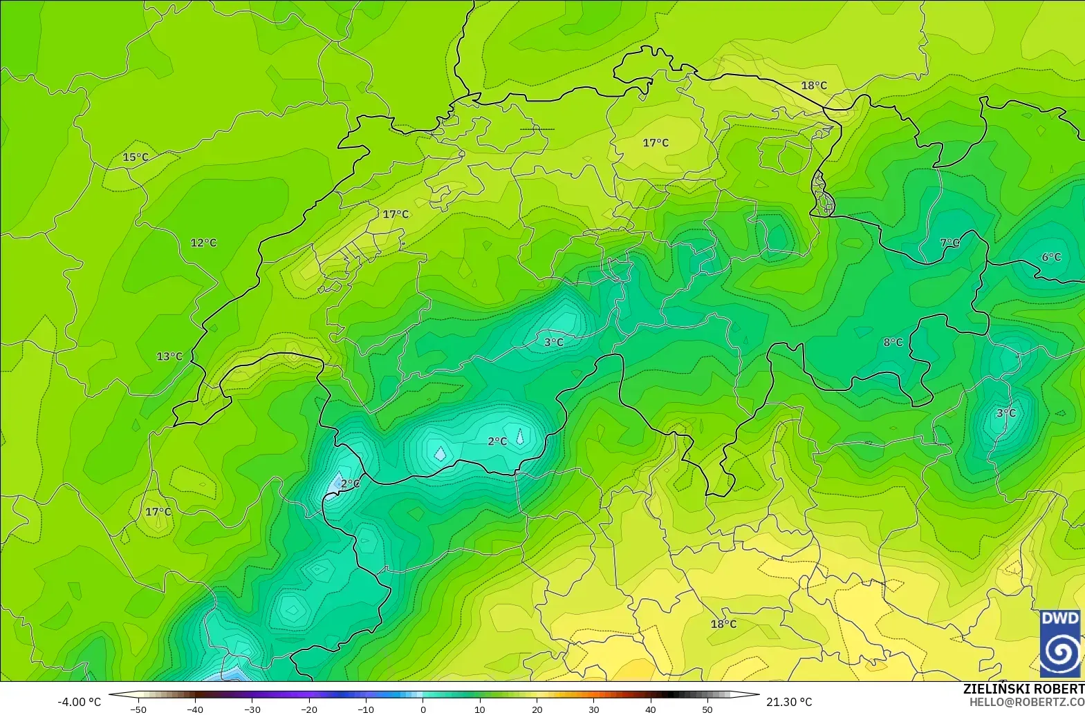 ICON modelo - Suiza, Punto de rocío a 2 m