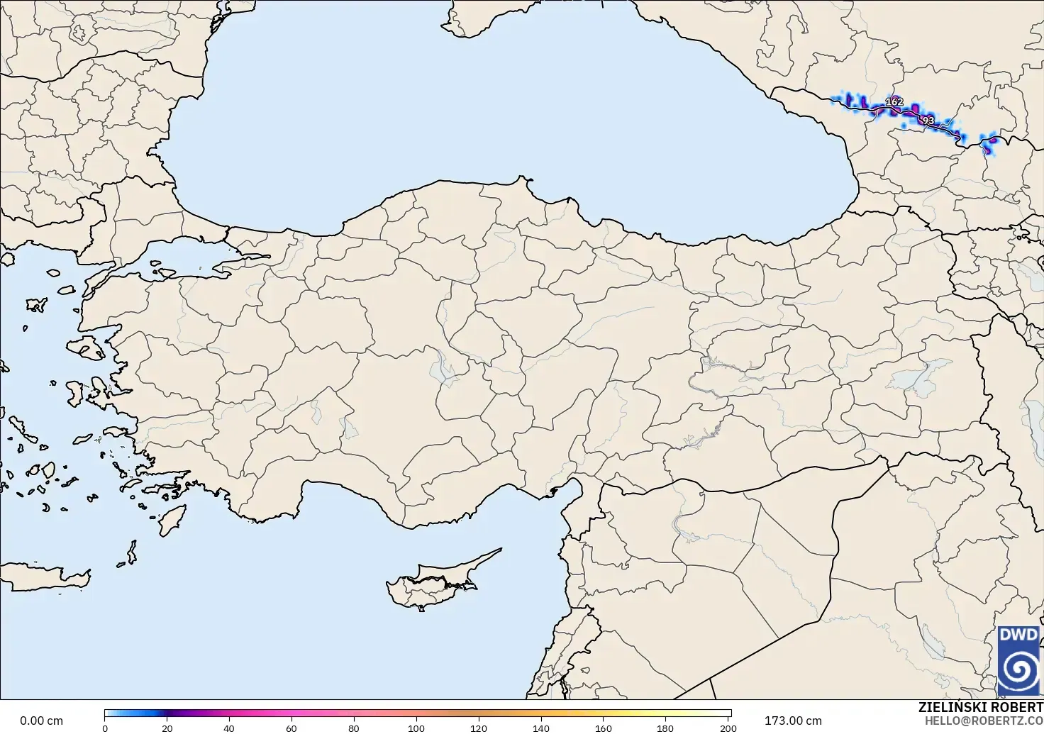 ICON modelo - Turquía, Profundidad de nieve